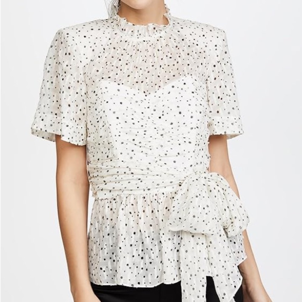 Rebecca Taylor Flutter Sleeve Front Tie Top